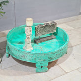 Indian Antique Carved Solid Wooden Grinder Coffee Table 90x90x15cm